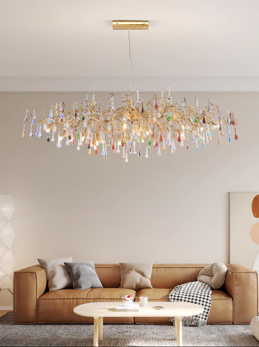 Colorful Raindrop Brass Branch Chandelier - Vakkerlight