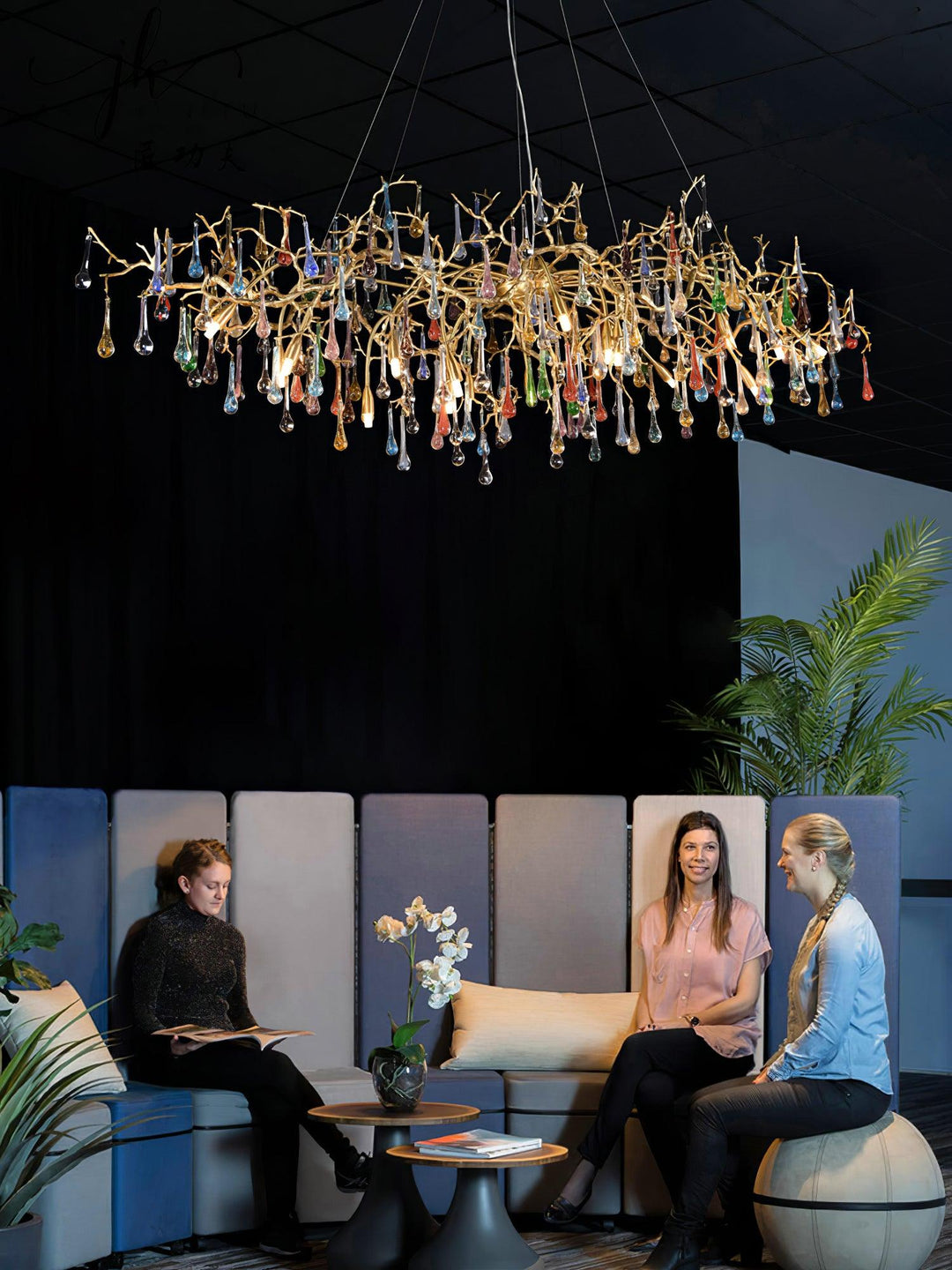 Colorful Raindrop Brass Branch Chandelier - Vakkerlight