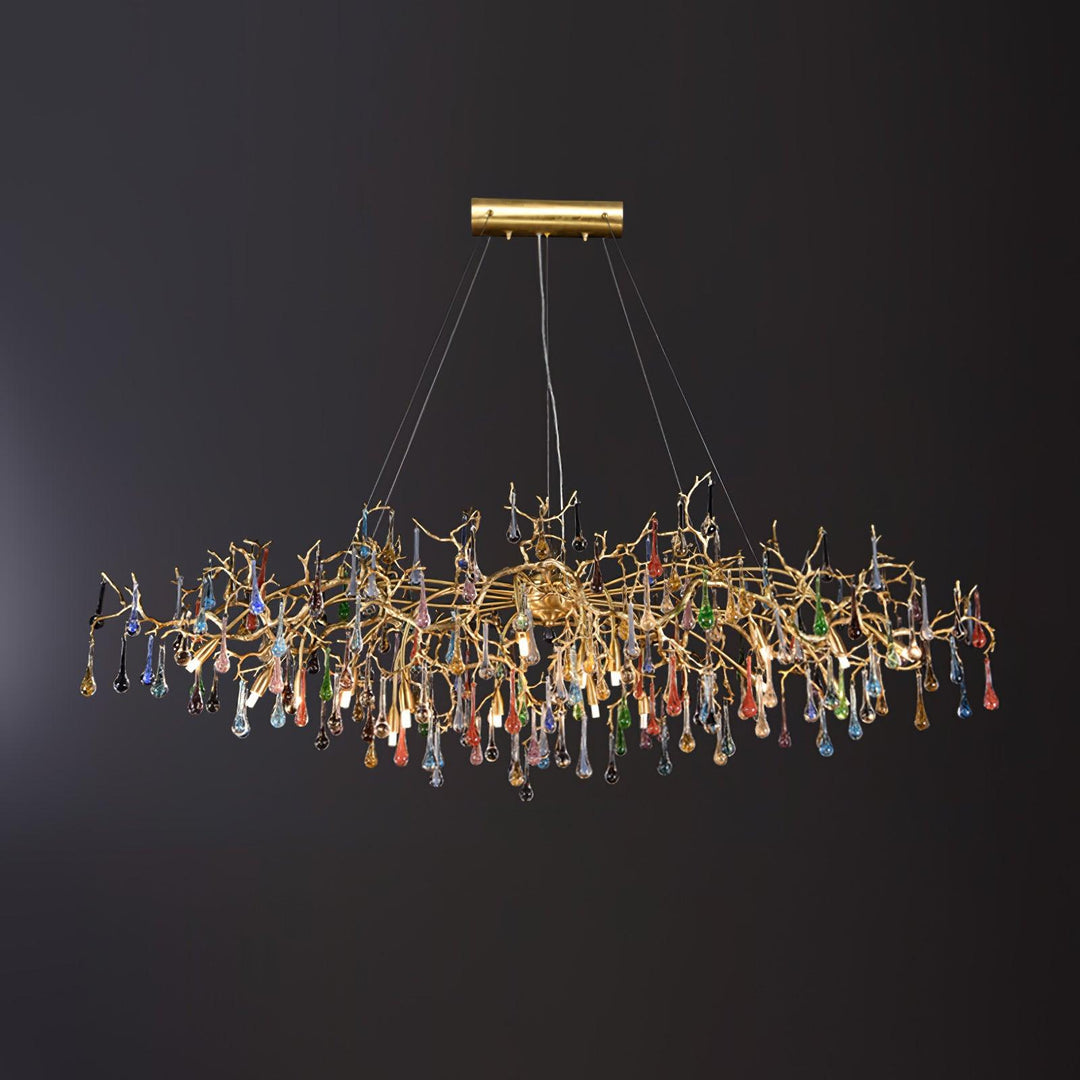 Colorful Raindrop Brass Branch Chandelier - Vakkerlight