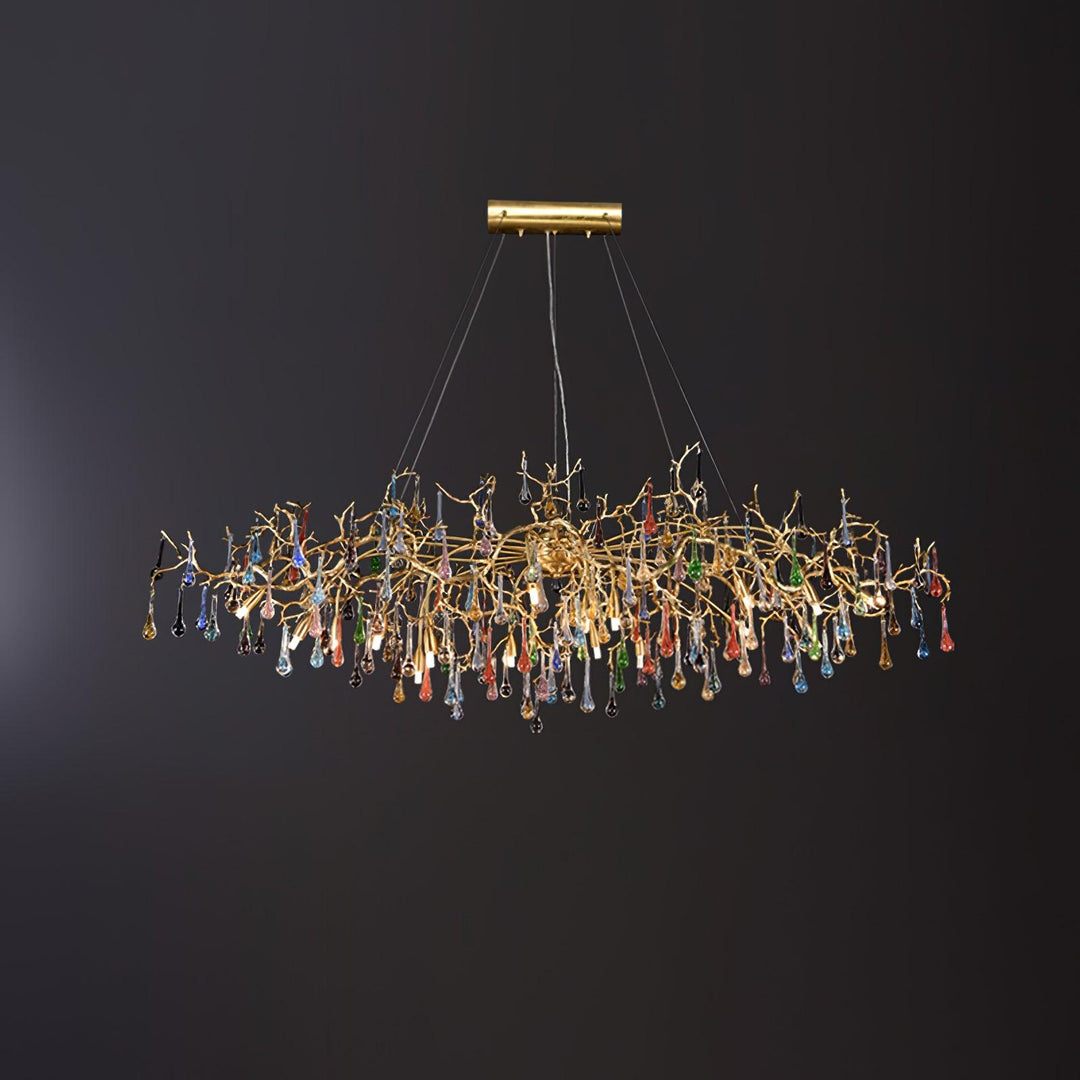 Colorful Raindrop Brass Branch Chandelier - Vakkerlight