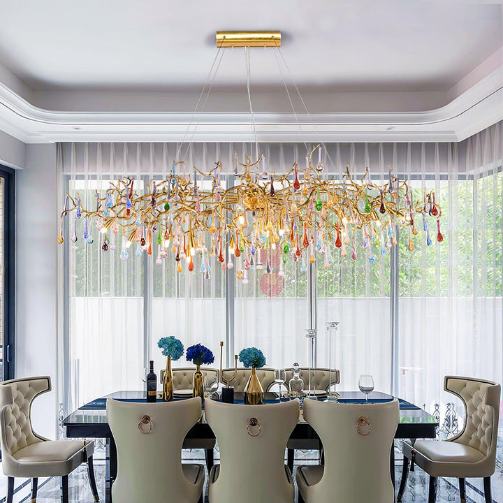 Colorful Raindrop Brass Branch Chandelier - Vakkerlight