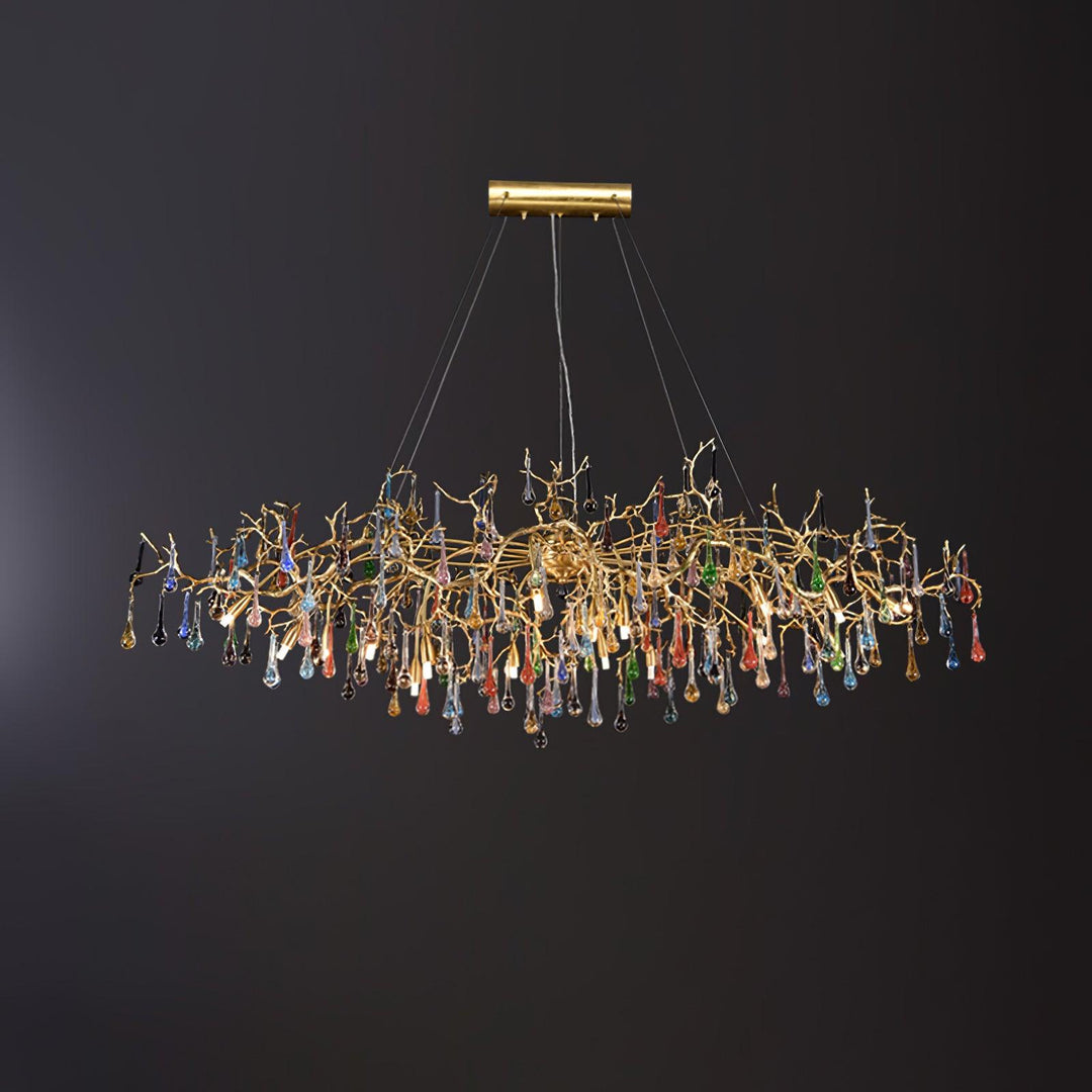 Colorful Raindrop Brass Branch Chandelier - Vakkerlight