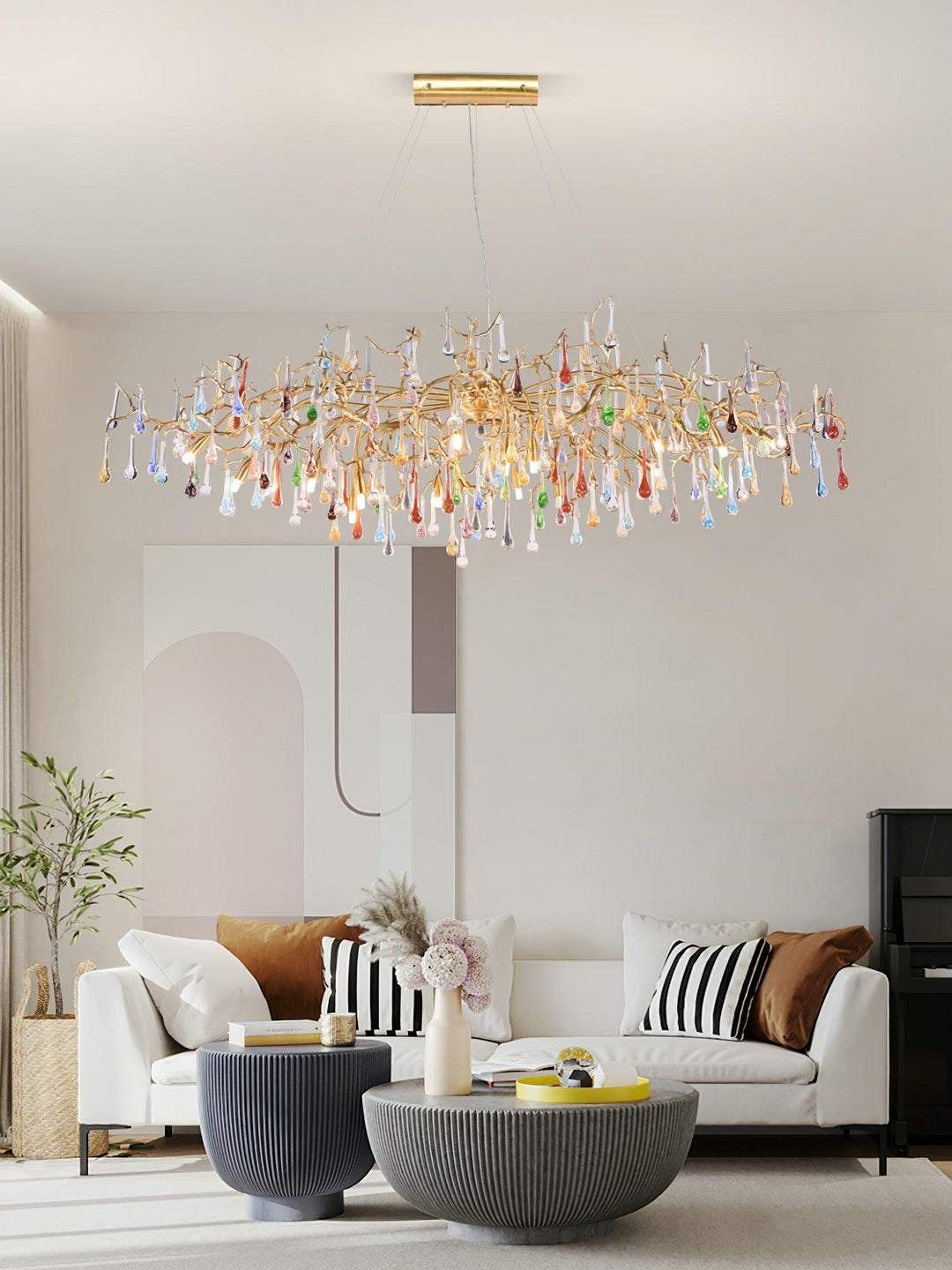 Colorful Raindrop Brass Branch Chandelier - Vakkerlight