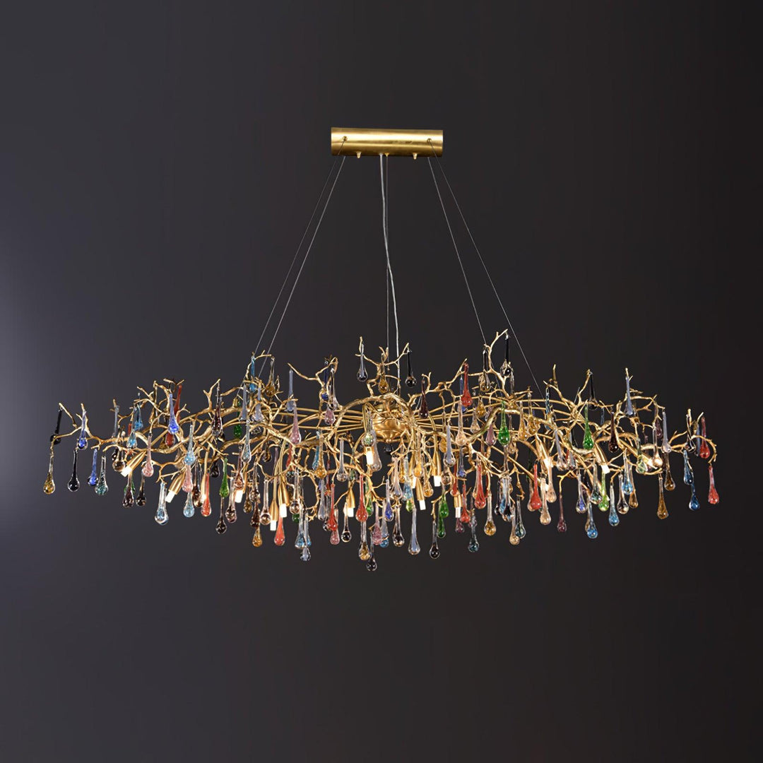 Colorful Raindrop Brass Branch Chandelier - Vakkerlight