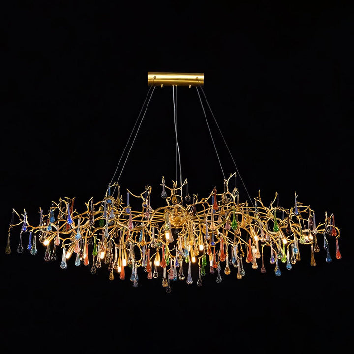 Colorful Raindrop Brass Branch Chandelier - Vakkerlight