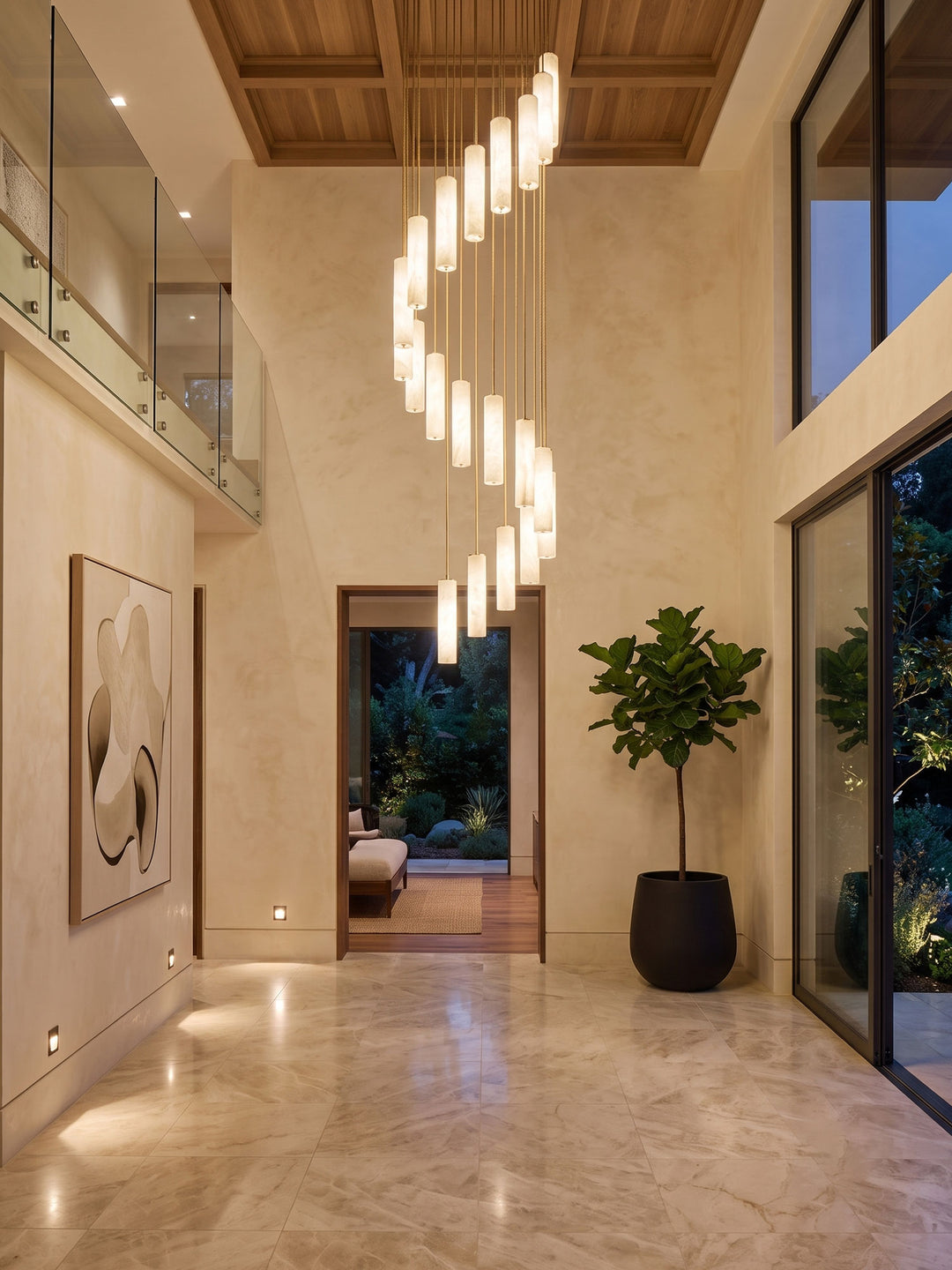 Column Alabaster Staircase Chandelier