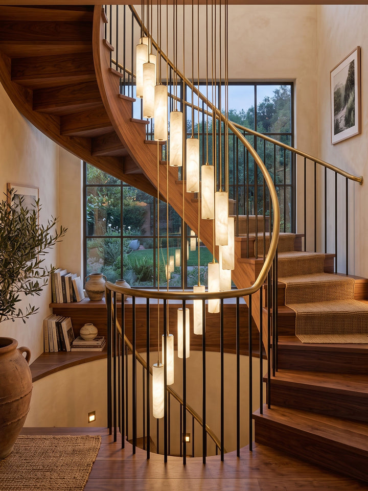 Column Alabaster Staircase Chandelier