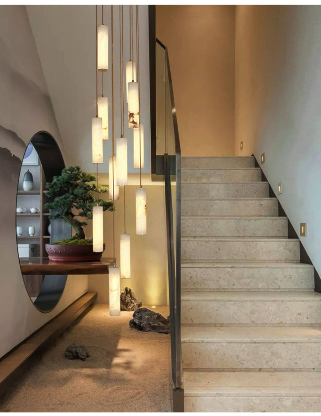 Column Alabaster Staircase Chandelier - Vakkerlight