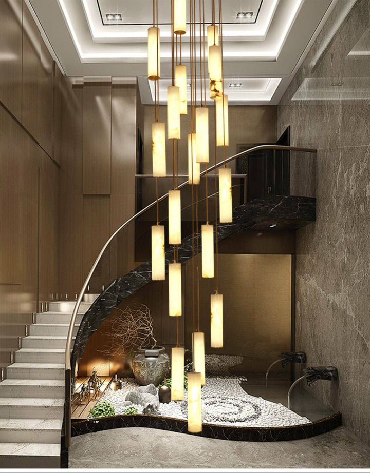 Column Alabaster Staircase Chandelier - Vakkerlight