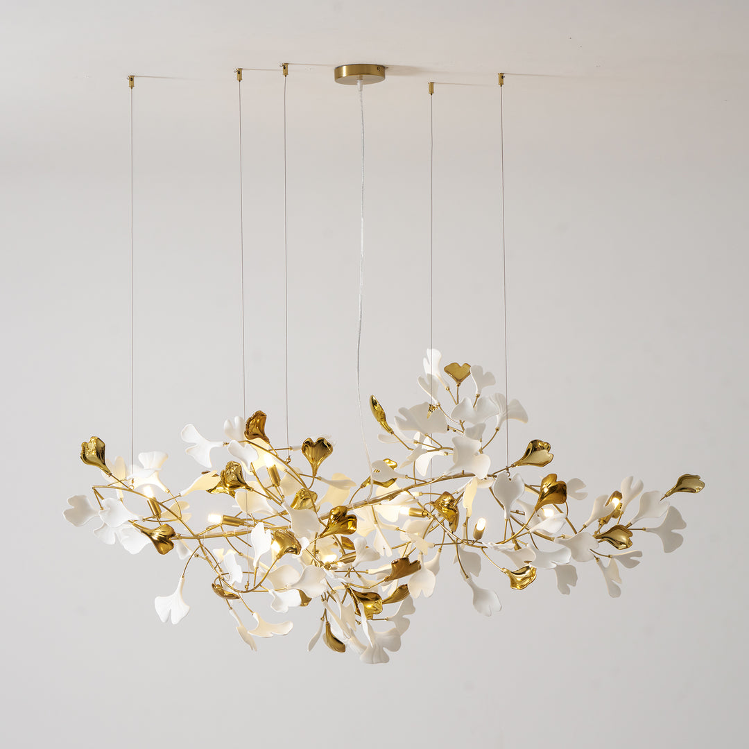 Gold White Leaves Combination Gingko Chandeliers - Vakkerlight