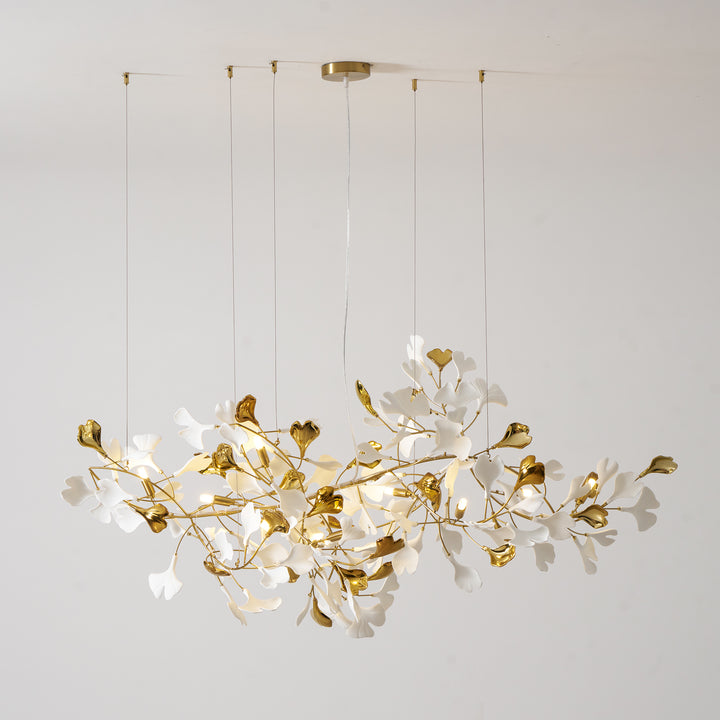 Gold White Leaves Combination Gingko Chandeliers - Vakkerlight