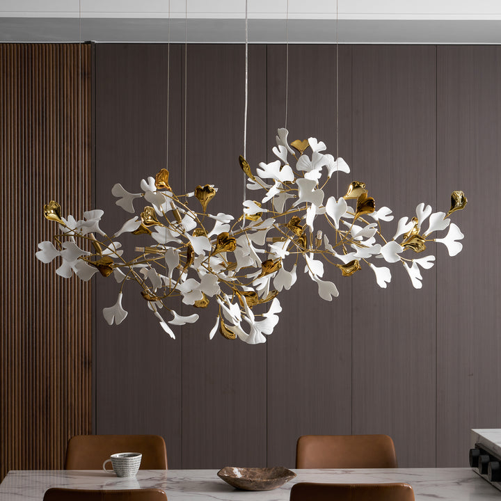 Gold White Leaves Combination Gingko Chandeliers - Vakkerlight