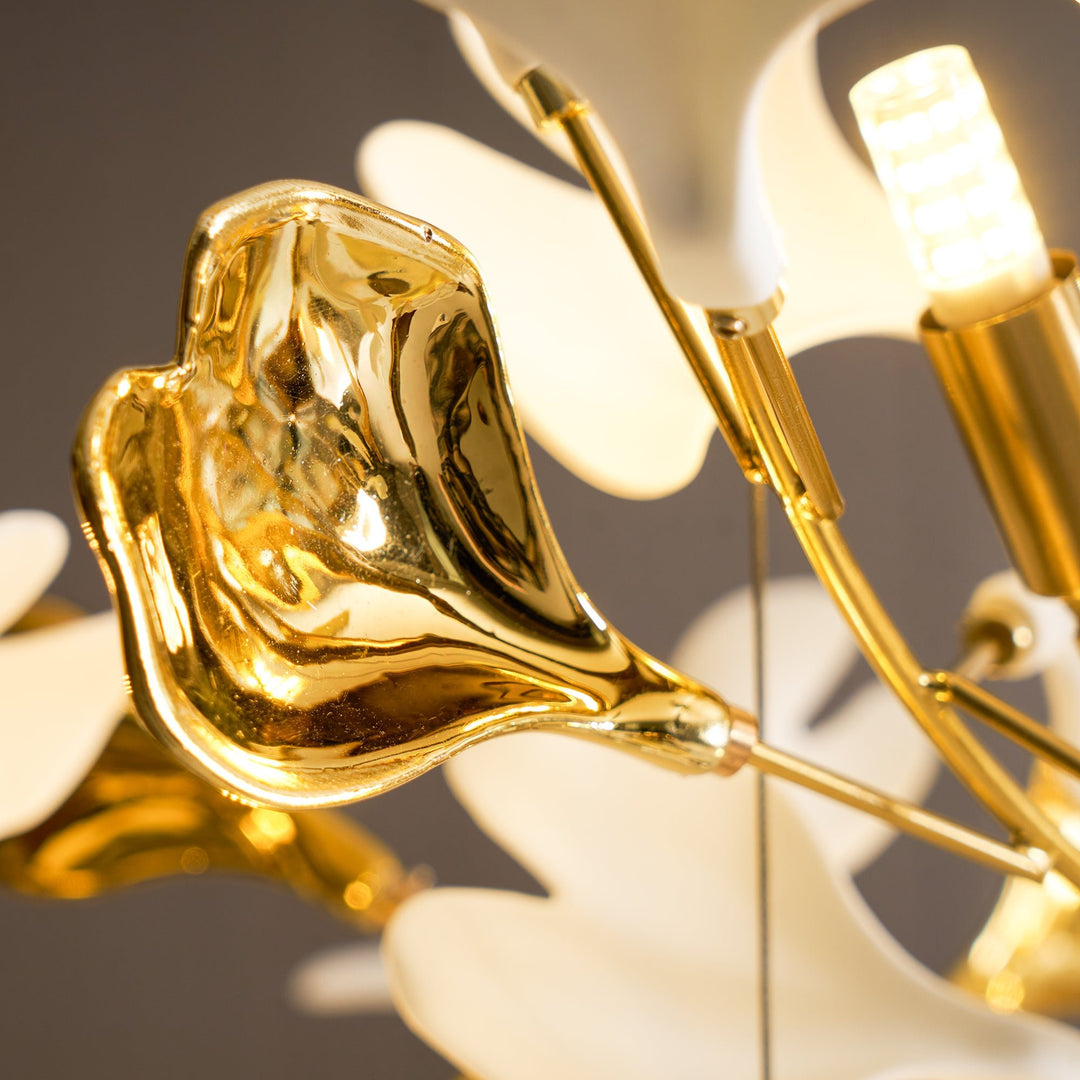 Gold White Leaves Combination Gingko Chandeliers - Vakkerlight