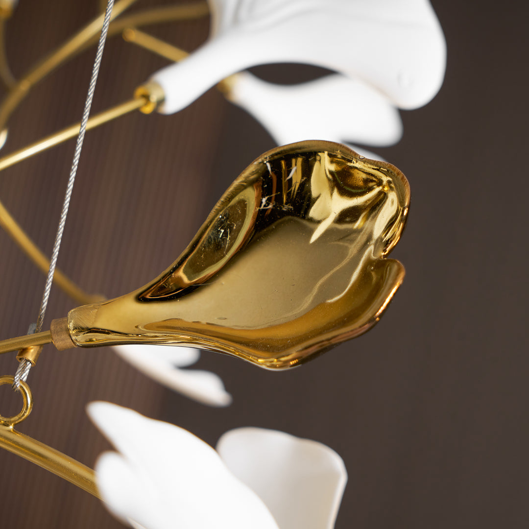Gold White Leaves Combination Gingko Chandeliers - Vakkerlight
