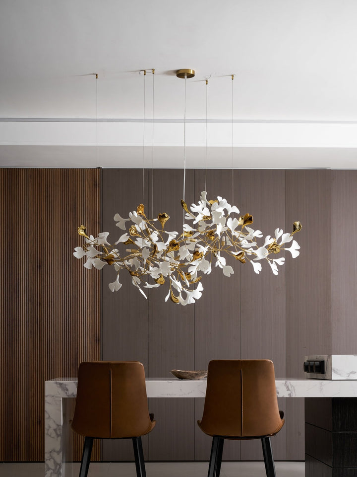 Gold White Leaves Combination Gingko Chandeliers - Vakkerlight