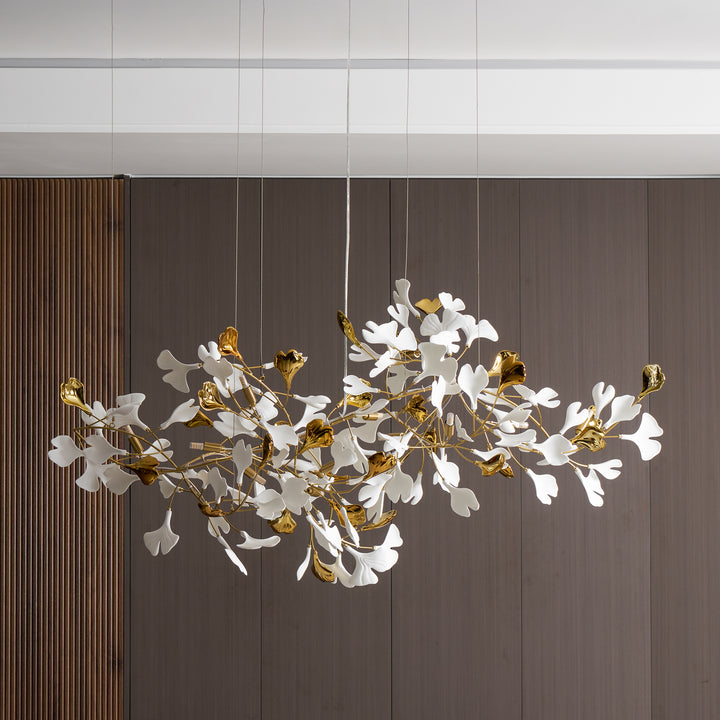 Gold White Leaves Combination Gingko Chandeliers - Vakkerlight