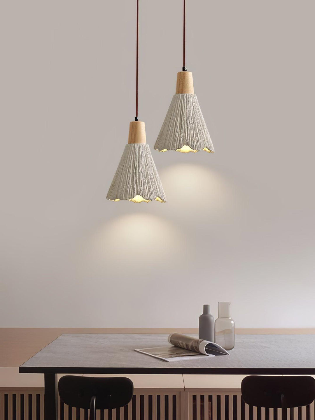 Concrete Pleated Pendant Lamp - Vakkerlight