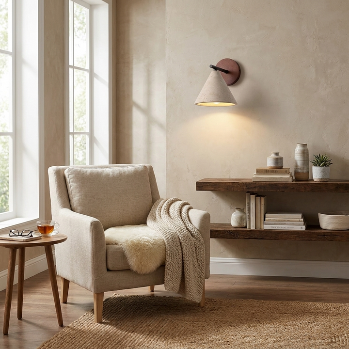 Conical Travertine Wall Light