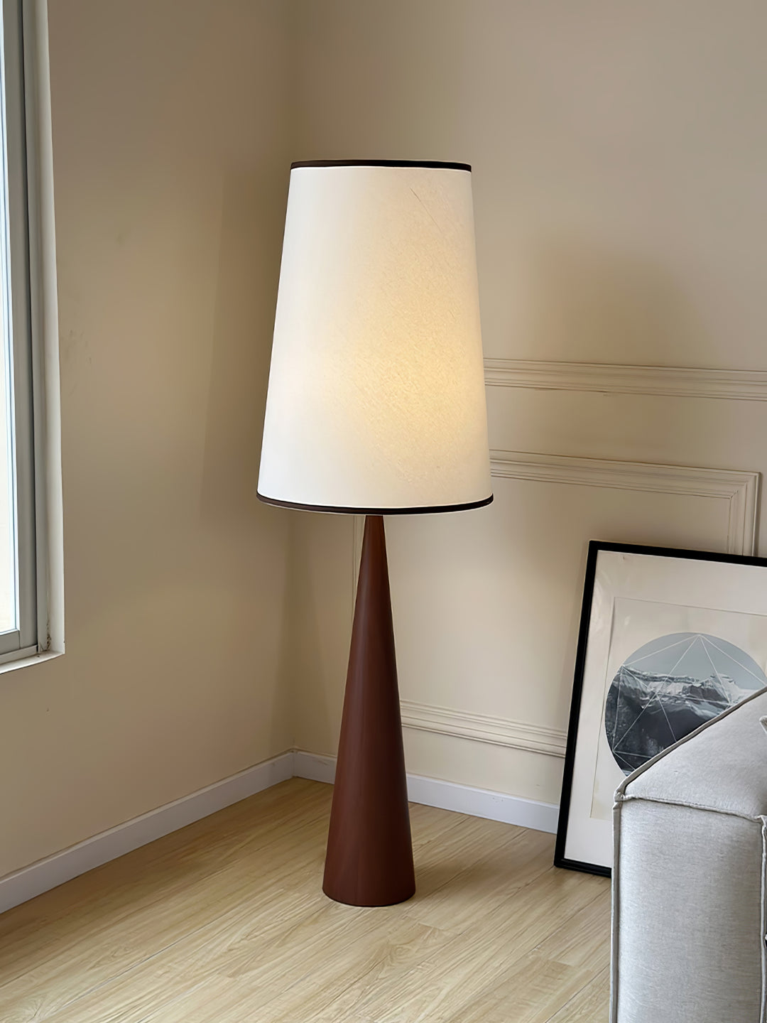 Faux Wood Conical Floor Lamp - Vakkerlight