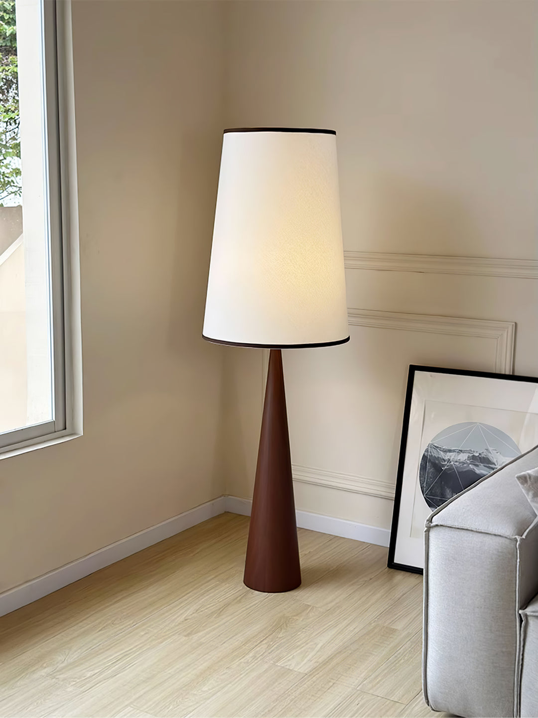 Faux Wood Conical Floor Lamp - Vakkerlight