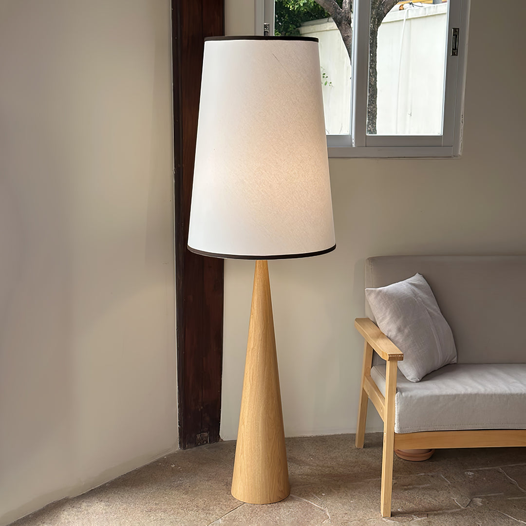 Faux Wood Conical Floor Lamp - Vakkerlight