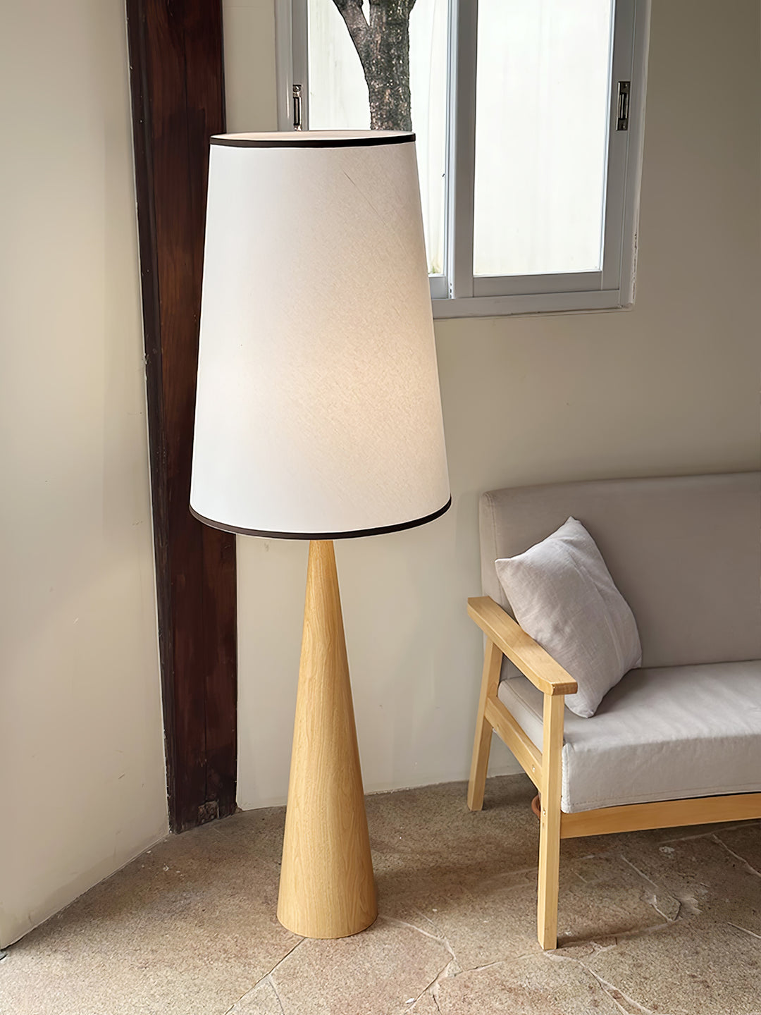 Faux Wood Conical Floor Lamp - Vakkerlight