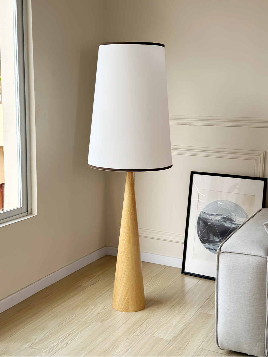 Faux Wood Conical Floor Lamp - Vakkerlight