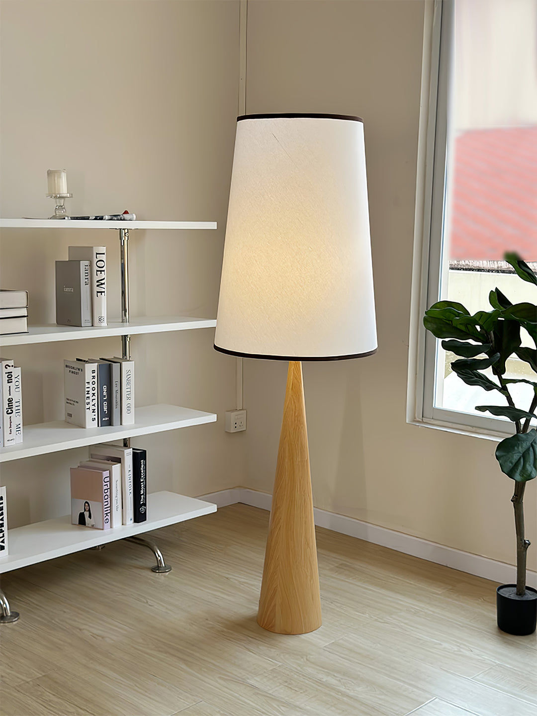 Faux Wood Conical Floor Lamp - Vakkerlight