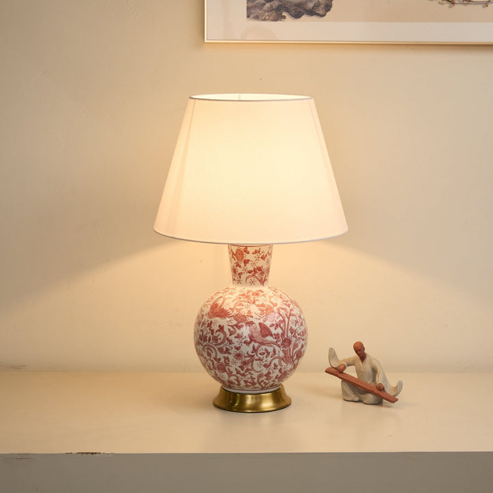 Coral Bird Floral Ceramic Table Lamp - Vakkerlight