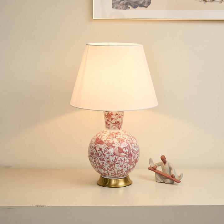 Coral Bird Floral Ceramic Table Lamp - Vakkerlight