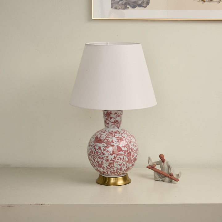 Coral Bird Floral Ceramic Table Lamp - Vakkerlight