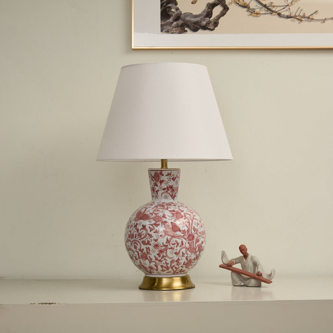 Coral Bird Floral Ceramic Table Lamp - Vakkerlight