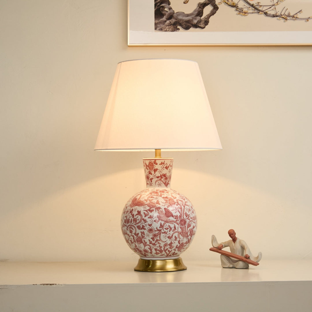 Coral Bird Floral Ceramic Table Lamp - Vakkerlight