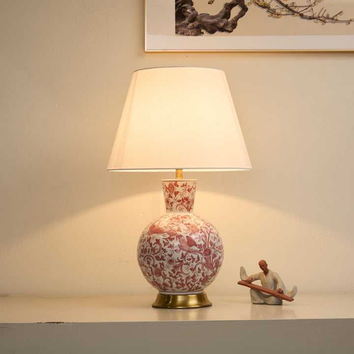 Coral Bird Floral Ceramic Table Lamp - Vakkerlight