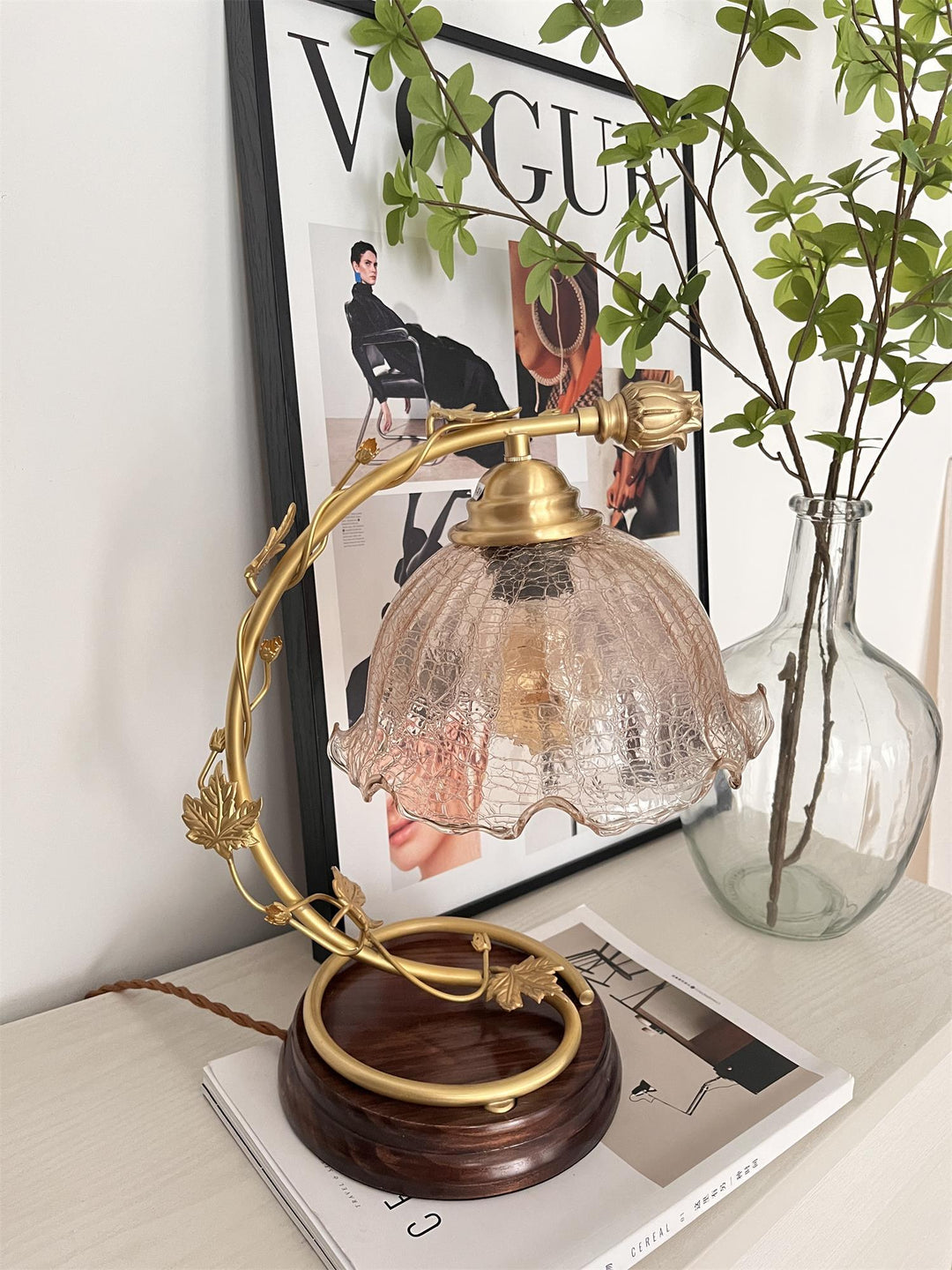 Cracked Glass Brass Table Lamp - Vakkerlight