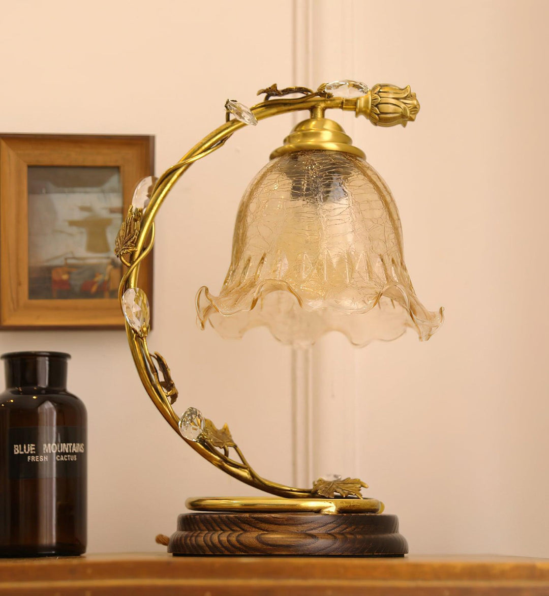 Cracked Glass Brass Table Lamp - Vakkerlight