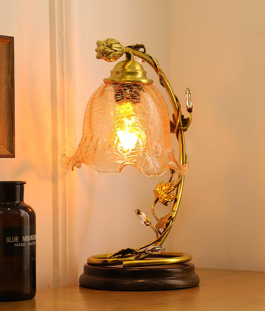 Cracked Glass Brass Table Lamp - Vakkerlight