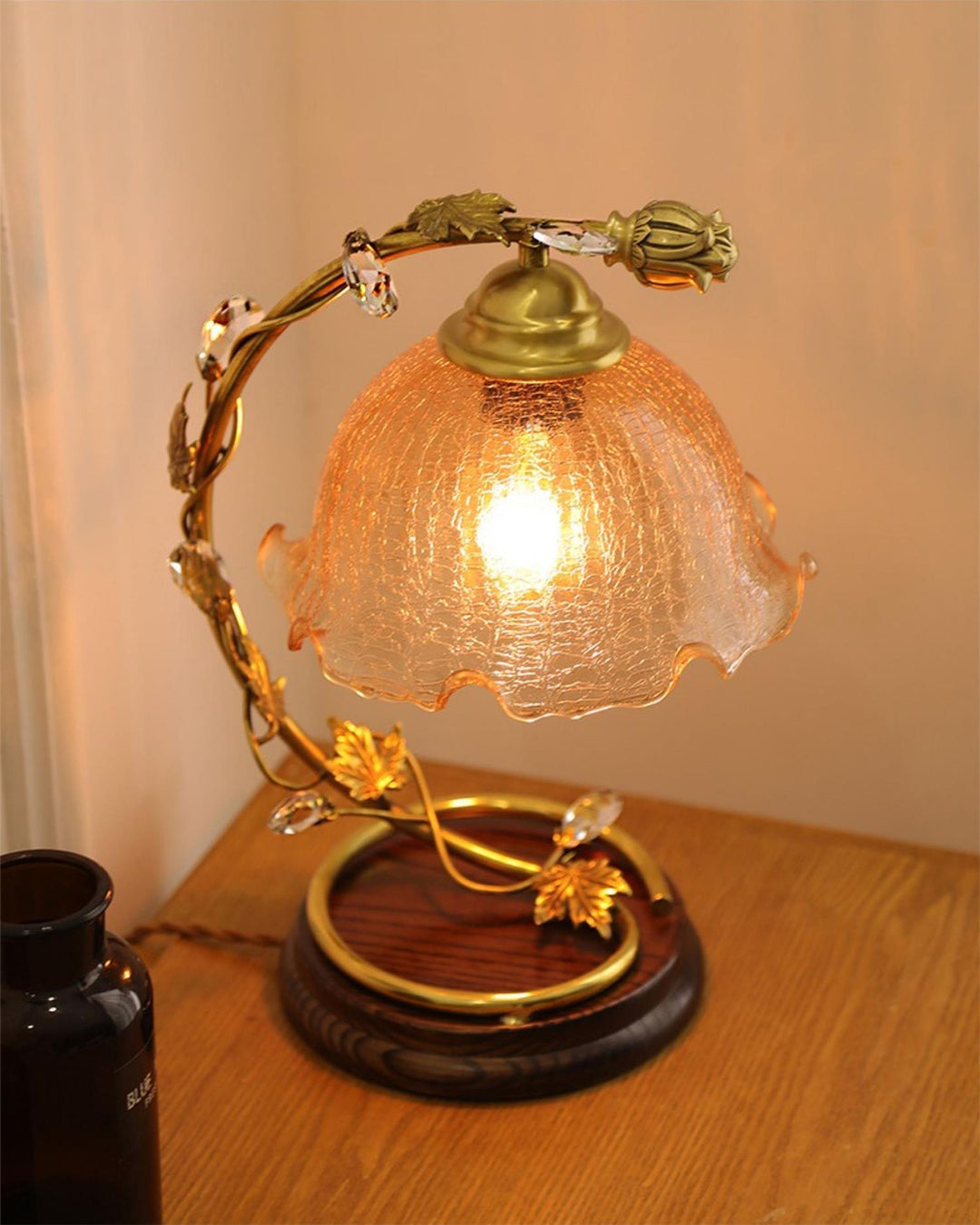 Cracked Glass Brass Table Lamp - Vakkerlight