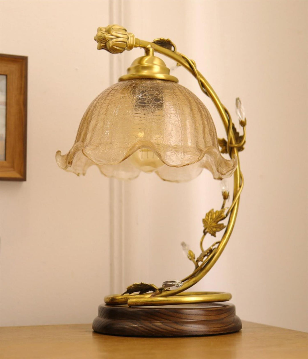 Cracked Glass Brass Table Lamp - Vakkerlight