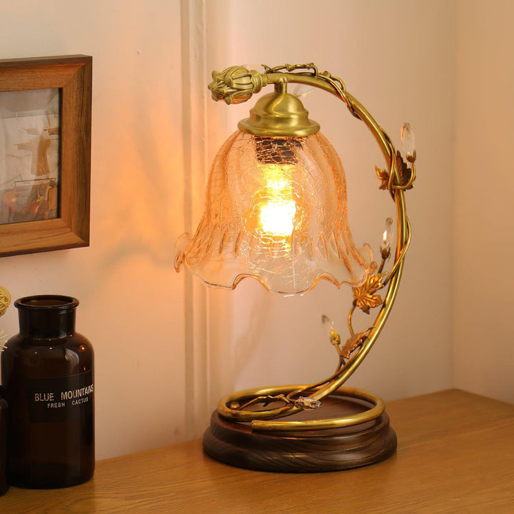 Cracked Glass Brass Table Lamp - Vakkerlight