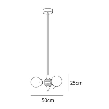 Lustre Boules en Verre Crème — Plans cotés 1