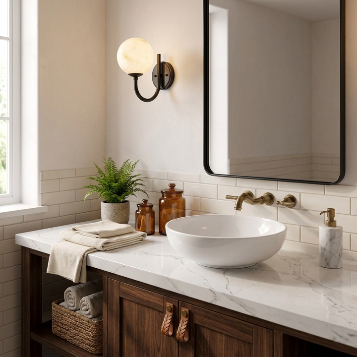 Crescelle Alabaster Globe Wall Sconce