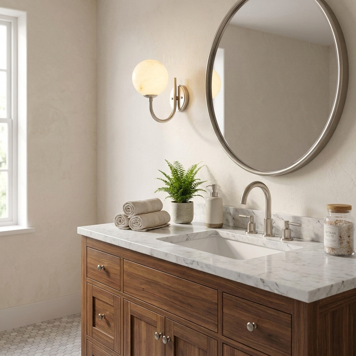 Crescelle Alabaster Globe Wall Sconce