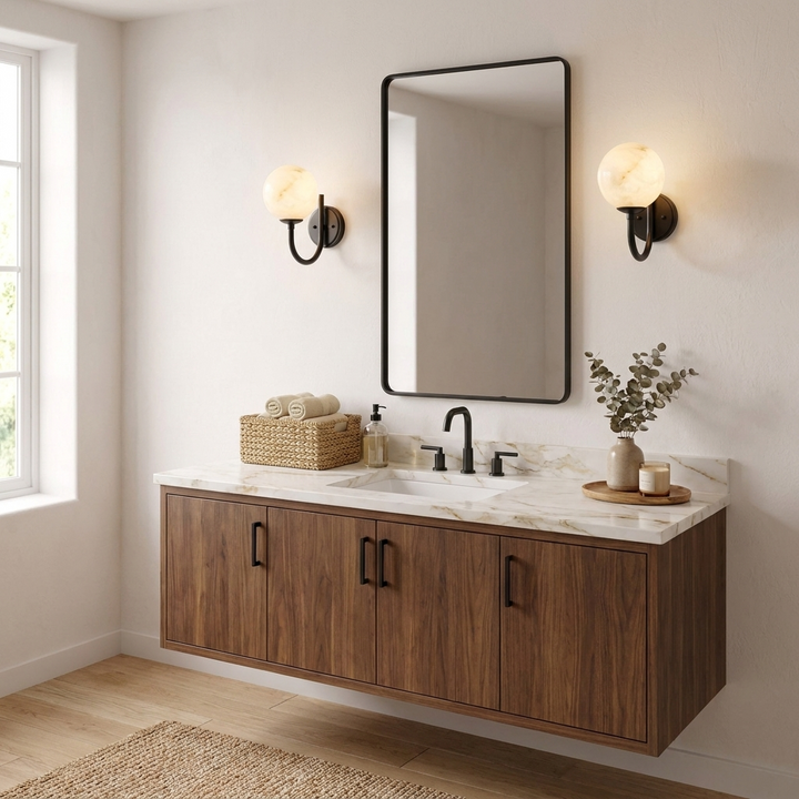 Crescelle Alabaster Globe Wall Sconce