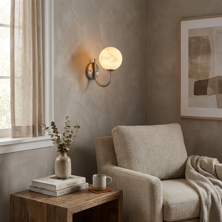 Crescelle Alabaster Globe Wall Sconce