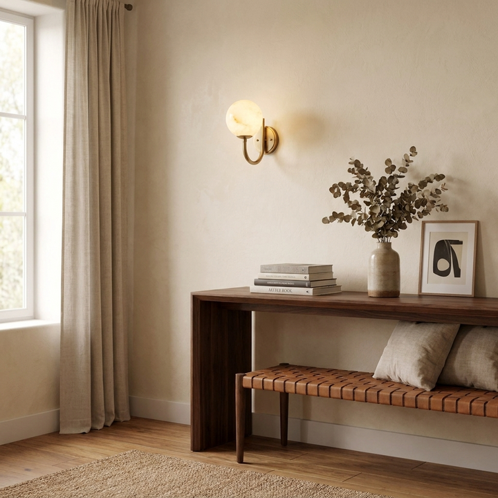 Crescelle Alabaster Globe Wall Sconce