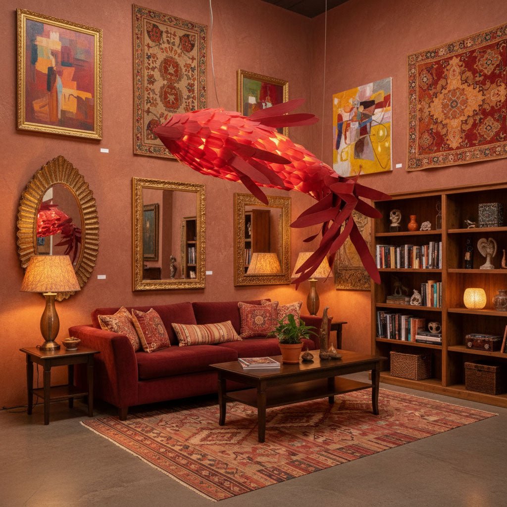 Crimson Swirl Koi Chandelier - Vakkerlight