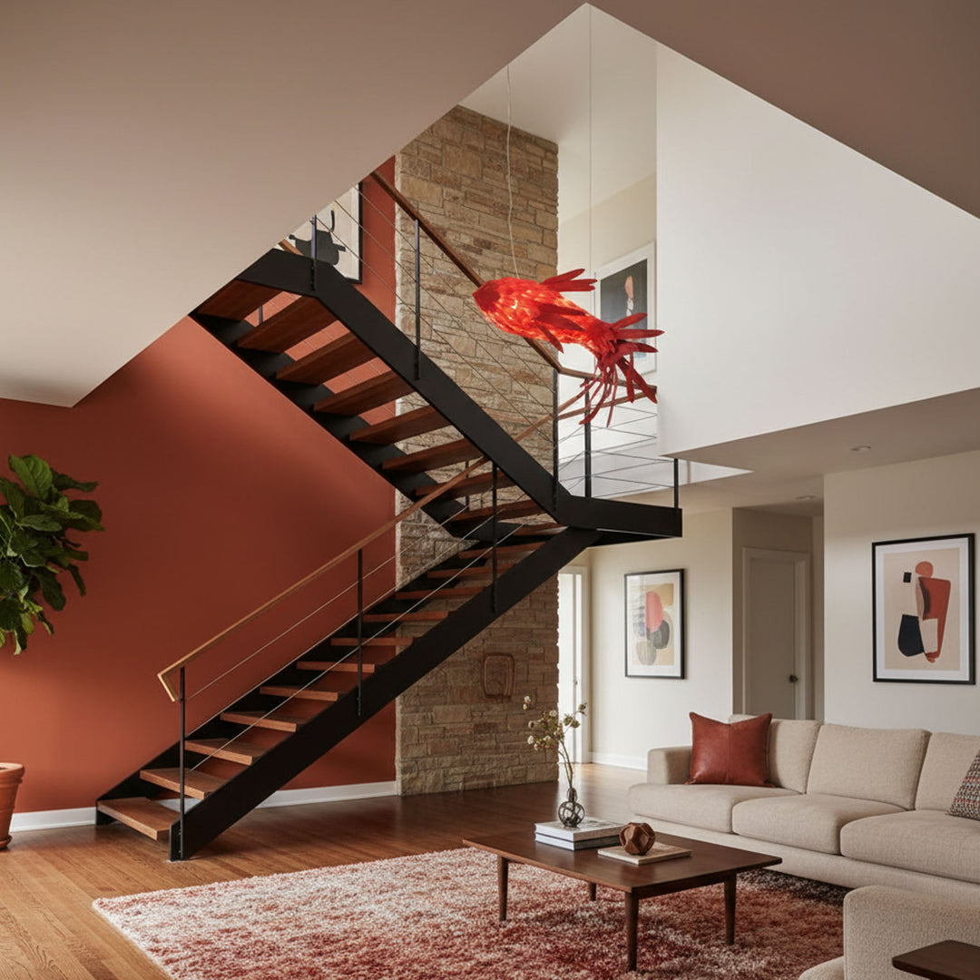 Crimson Swirl Koi Chandelier - Vakkerlight