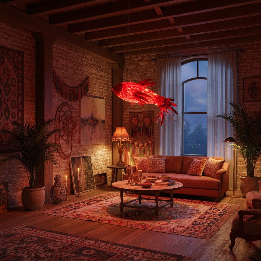 Crimson Swirl Koi Chandelier - Vakkerlight