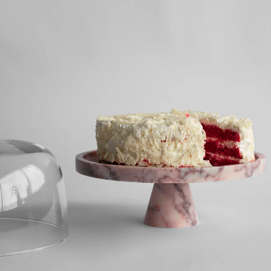 Crimson Marquina Marble Pedestal Tray - Vakkerlight